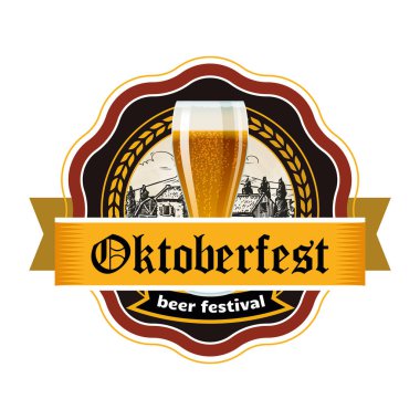 Beyaz arkaplanda izole edilmiş vektör oktoberfest etiketi