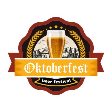 Beyaz arkaplanda izole edilmiş vektör oktoberfest etiketi