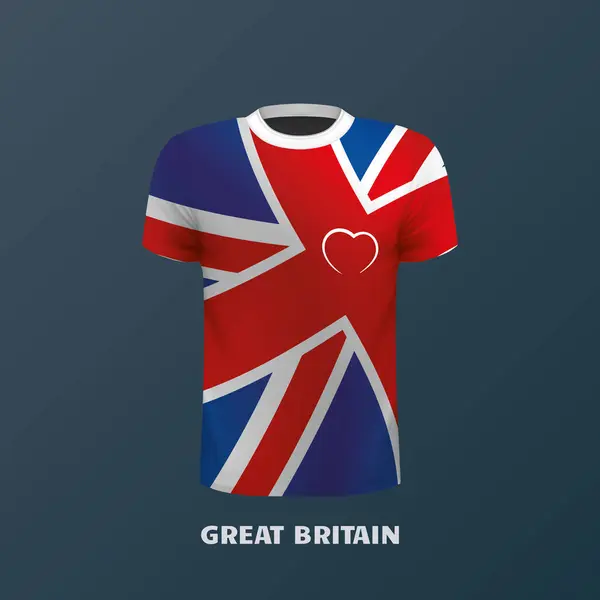 Shirt Wektor Kolorach Brytyjskiej Flagi — Wektor stockowy