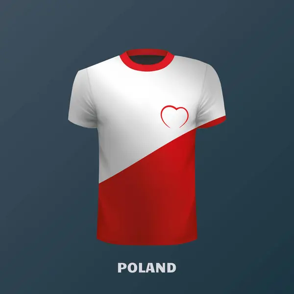 Shirt Wektorowy Kolorach Polskiej Flagi — Wektor stockowy