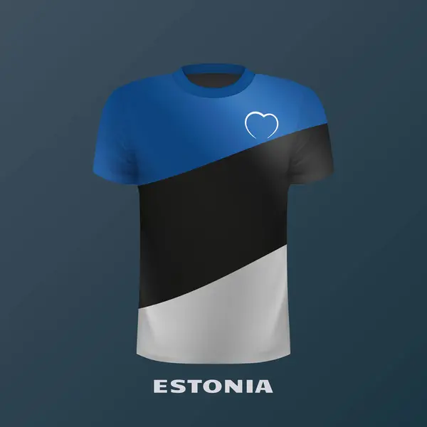 Shirt Wektor Kolorach Flagi Estońskiej — Wektor stockowy