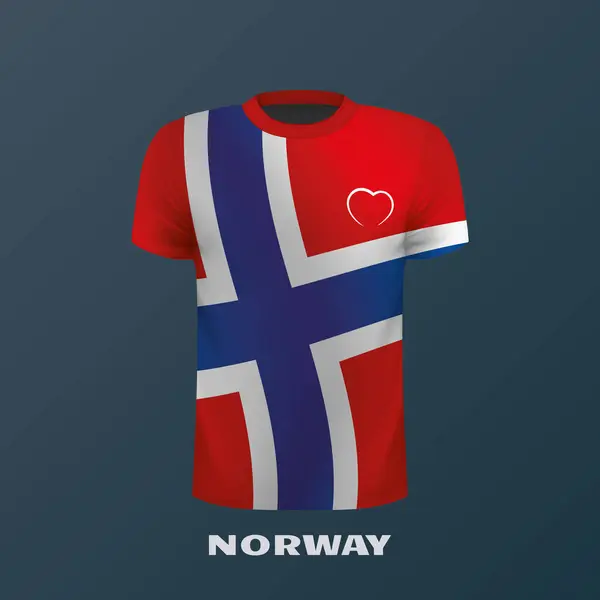 Koszulka Wektorowa Kolorach Flagi Norweskiej — Wektor stockowy
