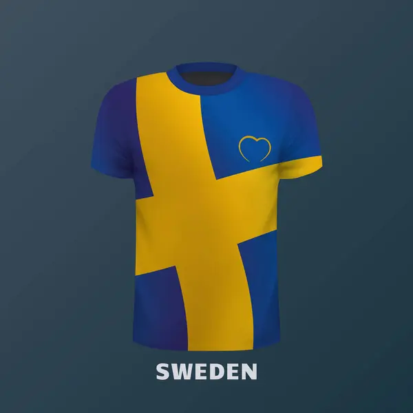 Shirt Wektor Kolorach Flagi Szwedzkiej — Wektor stockowy