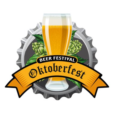 Beyaz arkaplanda izole edilmiş vektör oktoberfest etiketi
