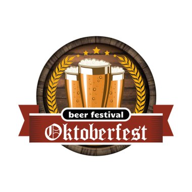 Beyaz arkaplanda izole edilmiş vektör oktoberfest etiketi