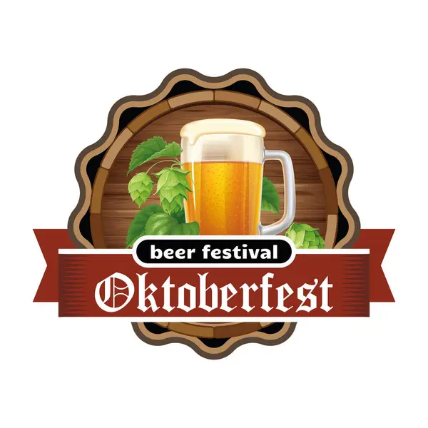 Beyaz arkaplanda izole edilmiş vektör oktoberfest etiketi