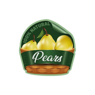 vektör etiketi beyaz armut üzerinde izole edilmiş yeşil armutlar