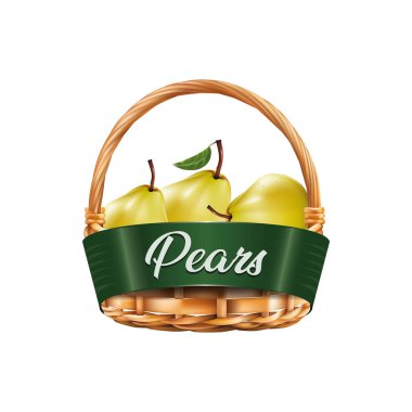 vektör etiketi beyaz armut üzerinde izole edilmiş yeşil armutlar