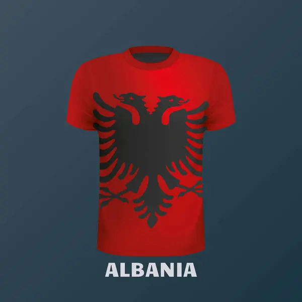 Shirt Wektor Odizolowanych Kolorach Albańskiej Flagi — Wektor stockowy