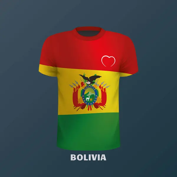 Koszulka Wektorowa Odizolowanych Kolorach Boliwijskiej Flagi — Wektor stockowy