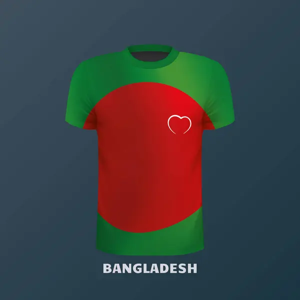 Shirt Vectoriel Aux Couleurs Drapeau Bangladais Isolé — Image vectorielle