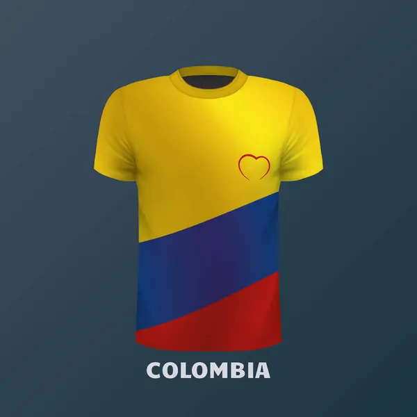 Shirt Vectoriel Aux Couleurs Drapeau Colombien Isolé — Image vectorielle