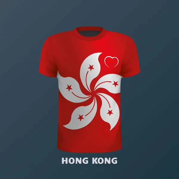 Shirt Vectoriel Aux Couleurs Drapeau Hongkongais Isolé — Image vectorielle