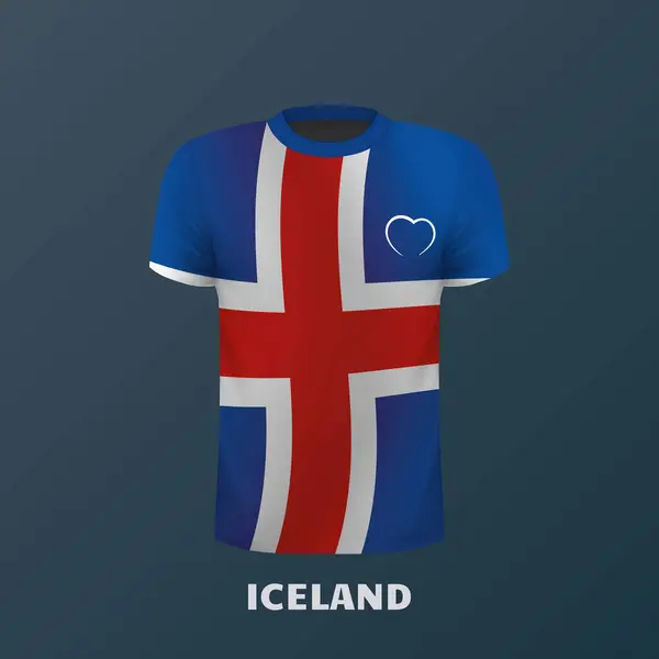 Shirt Vectoriel Aux Couleurs Drapeau Islandais Isolé — Image vectorielle
