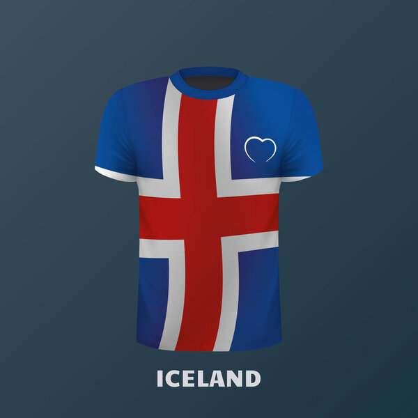 vector T-shirt in the colors of the Icelandic flag isolated