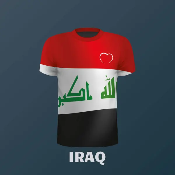 Shirt Vectoriel Aux Couleurs Drapeau Irakien Isolé — Image vectorielle