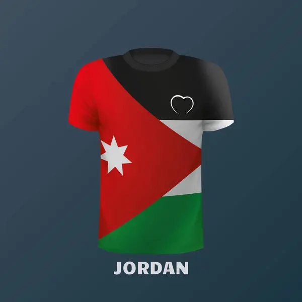 Shirt Vecteur Aux Couleurs Drapeau Jordanien Isolé — Image vectorielle