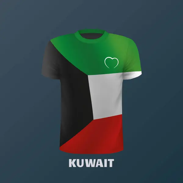 Shirt Wektor Kolorach Kuwejckiej Flagi Izolowane — Wektor stockowy