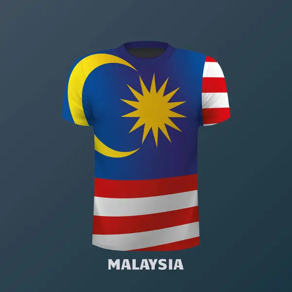Shirt Wektor Odizolowanych Kolorach Flagi Malezji — Wektor stockowy
