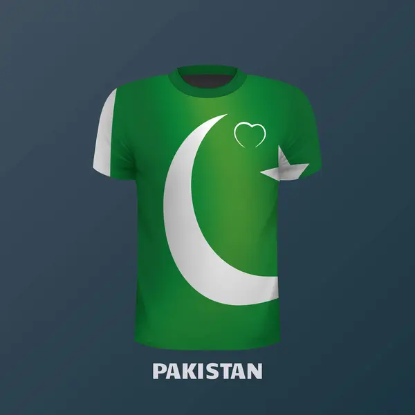 Shirt Vectoriel Aux Couleurs Drapeau Pakistanais Isolé — Image vectorielle