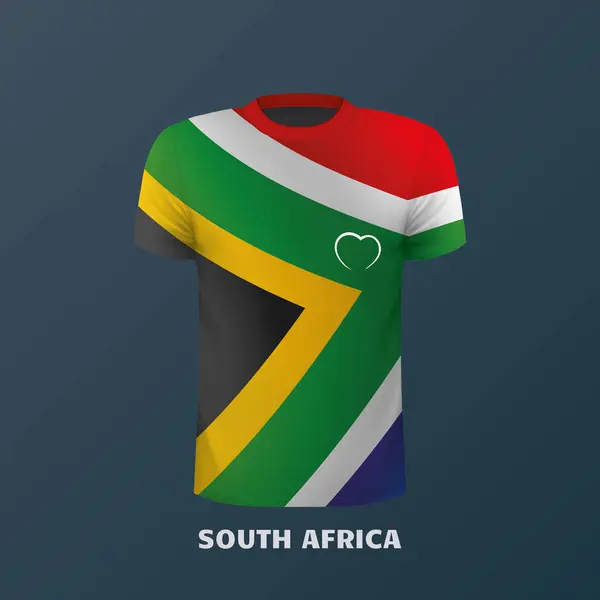 Shirt Vectoriel Aux Couleurs Drapeau Sud Africain Isolé — Image vectorielle