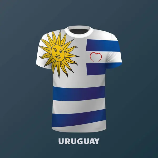 Shirt Vectoriel Aux Couleurs Drapeau Uruguayen Isolé — Image vectorielle