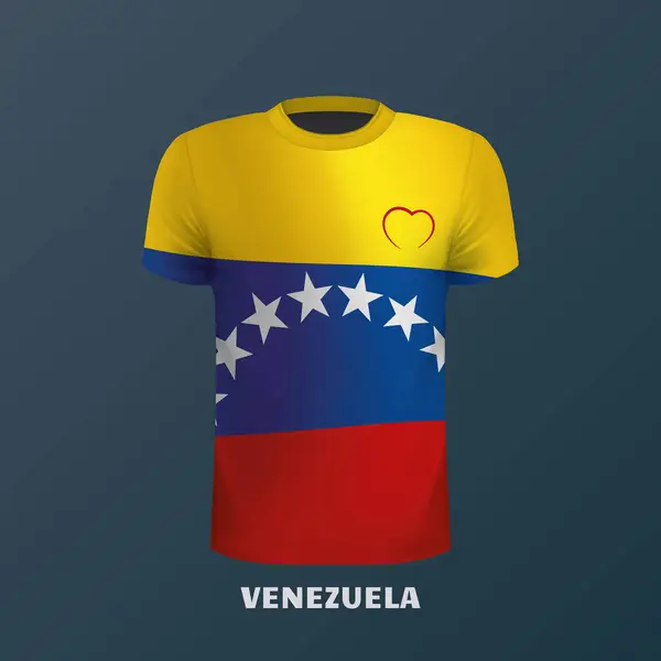 Shirt Vectoriel Aux Couleurs Drapeau Vénézuélien Isolé — Image vectorielle