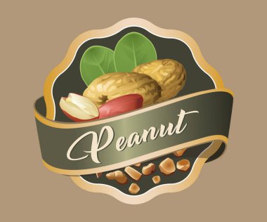 Fıstık vektörü etiketi beyaz arkaplanda izole edildi