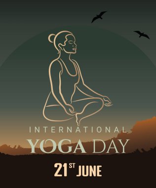 Uluslararası yoga günü vektör pankartı.