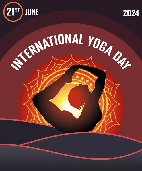 Vektorbanner Internationaler Yoga Tag lizenzfreie Stockvektoren