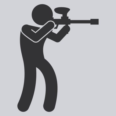 paintball oyuncusu vektör simgesi beyaz arkaplanda izole edildi