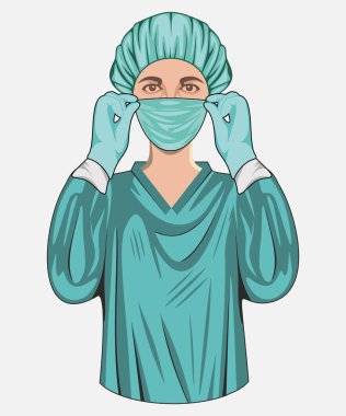 Maskeli vektör cerrahı beyaz arkaplanda izole edildi