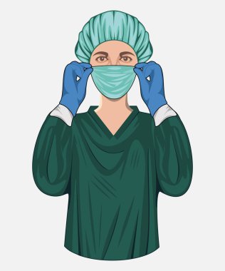 Maskeli vektör cerrahı beyaz arkaplanda izole edildi