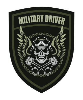 vector chevron with skull military driver isolated on white background clipart