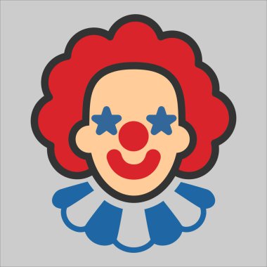 Beyaz arkaplanda palyaço vektör simgesi izole edildi