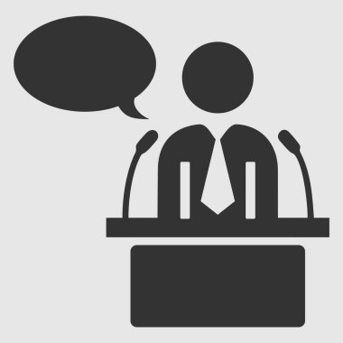 Beyaz arkaplanda hoparlörlü tribün vektör simgesi