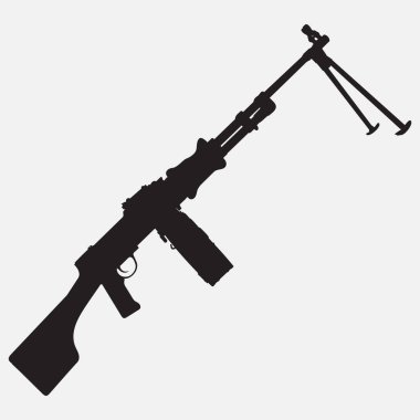 beyaz arkaplanda hafif makineli tüfek vektör simgesi izole