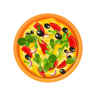 Beyaz arka plan üzerinde izole pizza vektör simgesi