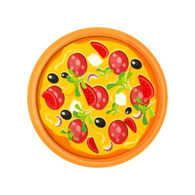 Beyaz arka plan üzerinde izole pizza vektör simgesi