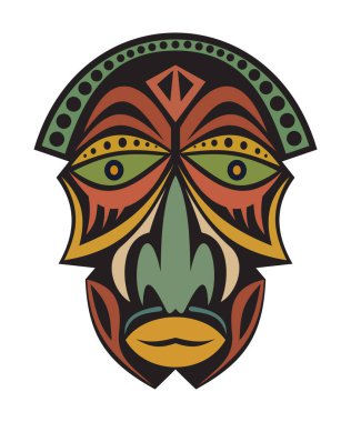 Beyaz arkaplanda izole edilmiş vektör Afrika maskesi