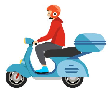 Beyaz arkaplanda sürücü izole edilmiş scooter 'ın vektör simgesi