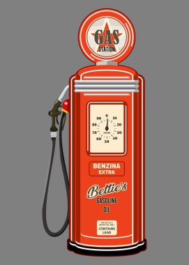 vektör retro benzin istasyonu beyaz arkaplanda izole edildi
