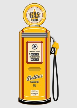 vektör retro benzin istasyonu beyaz arkaplanda izole edildi
