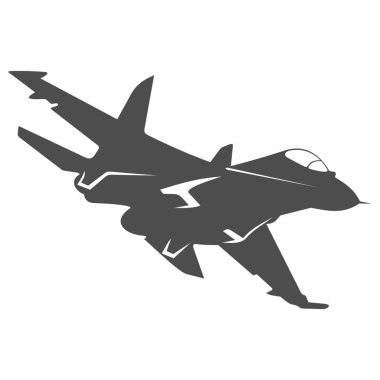 Askeri savaş uçağı vektör simgesi beyaz arkaplanda izole edildi