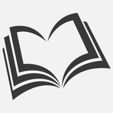 Beyaz arkaplanda izole edilmiş açık bir kitabın vektör simgesi