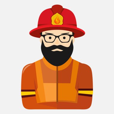 Beyaz arka planda izole edilmiş kasklı itfaiyecinin vektör simgesi