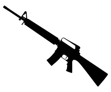 Beyaz arka planda izole edilmiş M-16 saldırı tüfeğinin vektör simgesi