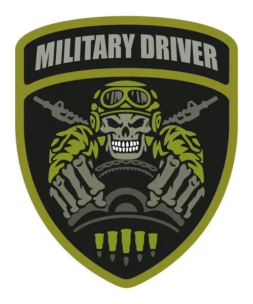 stock vector vector chevron with skull military driver isolated on white background