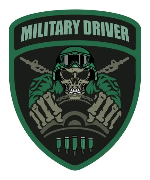 stock vector vector chevron with skull military driver isolated on white background