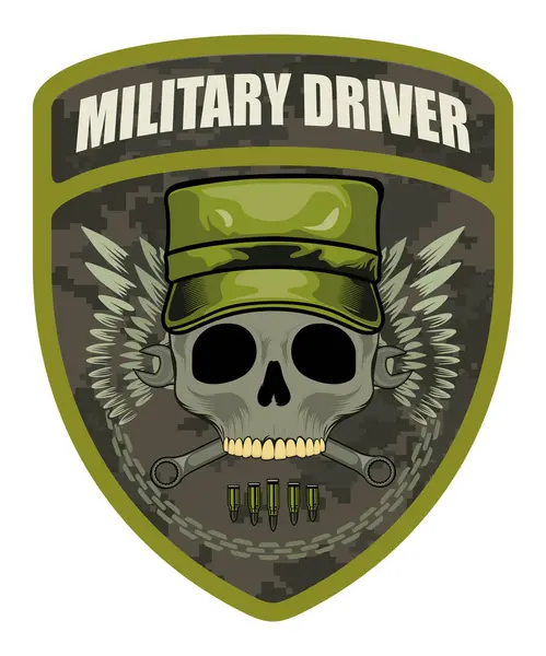 stock vector vector chevron with skull military driver isolated on white background